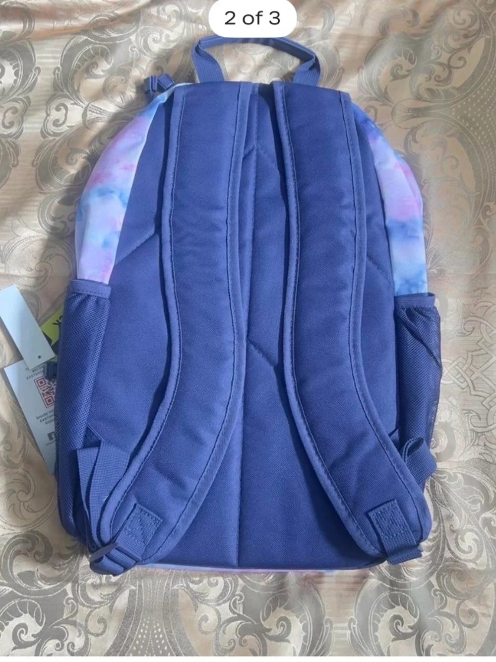 Kids Floral Purple & Blue Backpack with Water Bottle Pocket - Eastsport